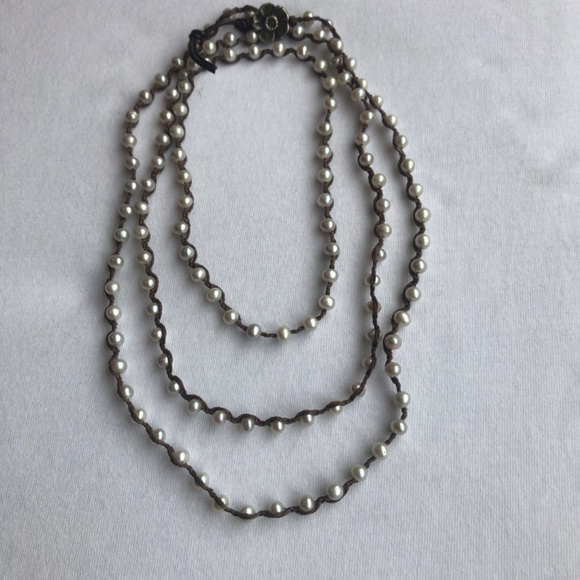 Chan Luu Pearl and Brown Wrap Bracelet - Picture 4 of 4